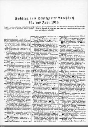 Nachtrag zum Stuttgarter Adreßbuch, 1916