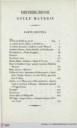Distribuzione delle Materie. Parte Seconda