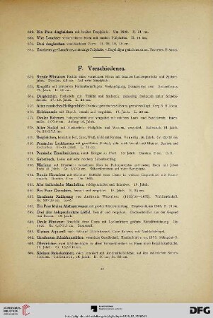 F. Verschiedenes (Nr. 672-740)