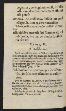 Caput. V. De Substantia.