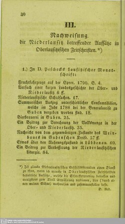 Nachweisung die Niederlausitz betreffender Aufsätze in Oberlausitzischen Zeitschriften