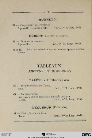 Tableaux anciens et modernes (Nr. 42-140)