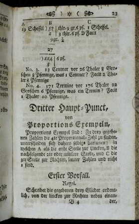 Dritter Haupt-Punct, von Proportions Exempeln,[...]