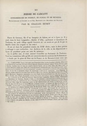 Pierre de Carcavy intermédiaire de Fermat, de Pascal et de Huygens.