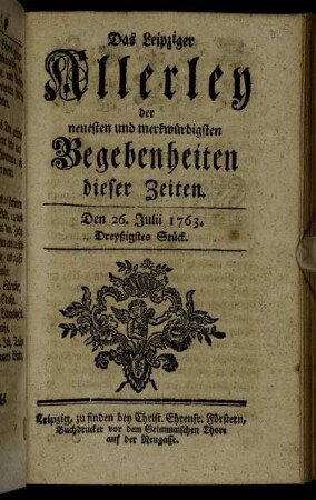 Den 26. Julii 1763. Dreyßigstes Stück.