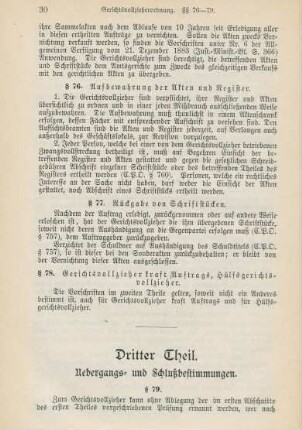 Dritter Theil. Uebergangs- und Schlußbestimmungen.