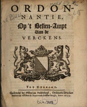 Ordonnantie, Op't Besien-Ampt Van de Verckens