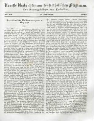Neueste Nachrichten aus den katholischen Missionen Nr. 45
