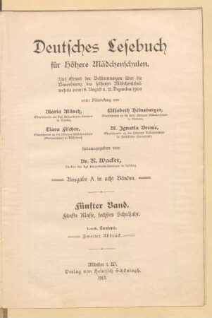 Bd. 5 = Kl. 5, 6. Schulj, [Schülerband]: [Bd. 5 = Kl. 5, 6. Schulj, [Schülerband]]