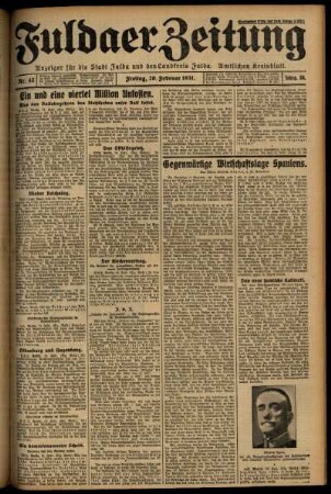 Erste Ausgabe vom Freitag, den 20. Februar 1931.