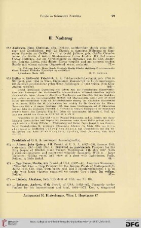 III. Nachtrag (Nr. 872 - 881)