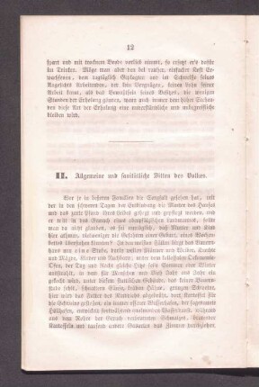 II. Allgemeine und sanitätliche Sitten des Volkes.
