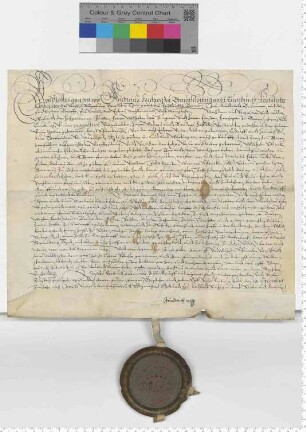 Lehnbrief von Herzog Friedrich zu Braunschweig und Lüneburg für Wilhelm von Spörcken, sodann eventualiter für seinen Vetter Jobst Ernst von Spörcken, weiland Werners Sohn, über Güter in und um Wietingen, die weiland Ernst von Spörcken von denen von Mahrenholz kaufte.