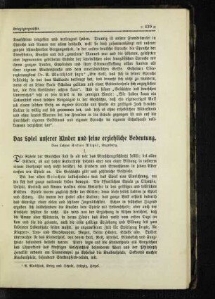 ¬Das¬ Spiel unserer Kinder und seine erziehliche Bedeutung