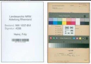 Entnazifizierung Fritz Heinz , geb. 09.06.1913 (Kaufm.Angestellter)