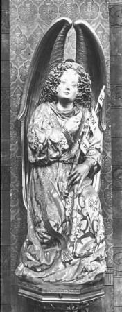 Köln, St. Kunibert, Verkündigungsgruppe an westl. Pfeilern des Chorgevierts, Engel, Konrad Kuyn