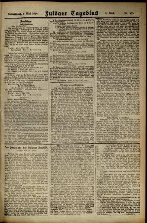 Zweite Ausgabe vom Donnerstag, den 06. Mai 1920.