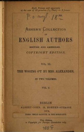 The Wooing o't : a novel ; in two volumes. 2