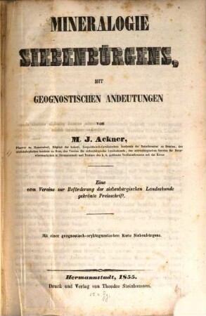 Mineralogie Siebenbürgens mit geognostischen Umdeutungen