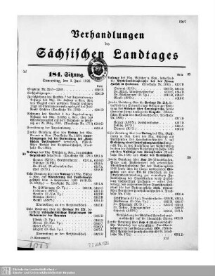 184. Sitzung