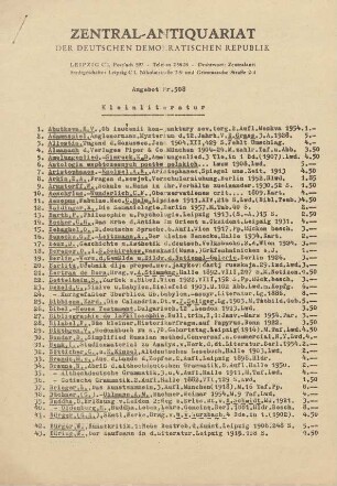 Nr. 508: Kleinliteratur