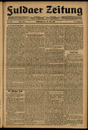 Erste Ausgabe vom Mittwoch, den 30. Juli 1913.