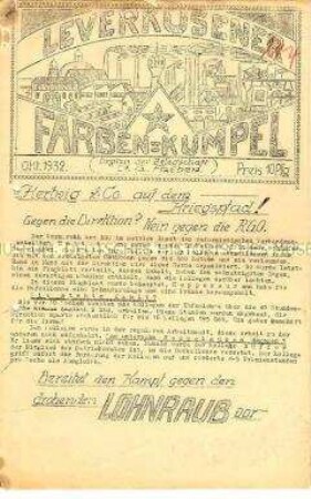 Hektografierte Betriebszeitung der RGO der I.G. Farben Leverkusen