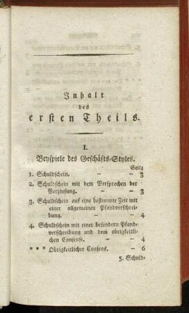 Inhalt des ersten Theils. - Inhalt des zweyten Theiles.