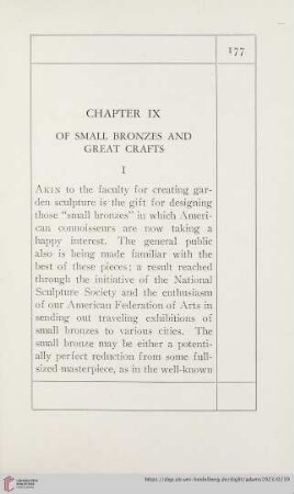 Chapter IX Of Small Bronzes and Great Crafts