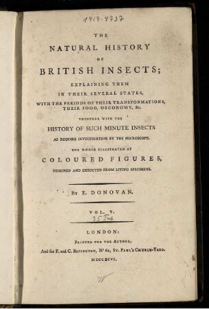 Vol. 5: The Natural History Of British Insects. Vol. V.