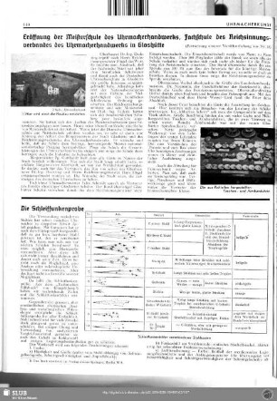Eröffnung der Meisterschule des Uhrmacherhandwerks, Fachschule des Reichsinnungsverbandes des Uhrmacherhandwerks in Glashütte (Fortsetzung aus Nr. 18)