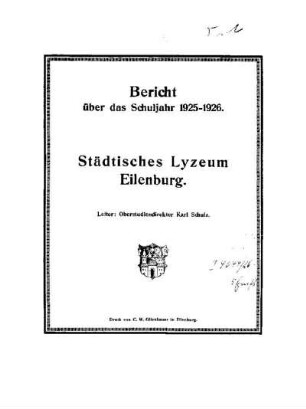 1925/26: Bericht ... - 1925/26