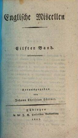 Englische Miscellen. 11. 1803