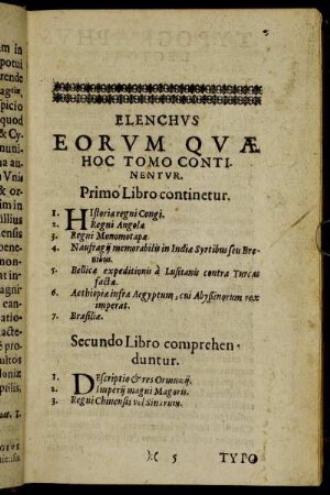 Elenchus Eorum Quæ Hoc Tomo Continentur.