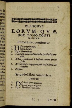 Elenchus Eorum Quæ Hoc Tomo Continentur.