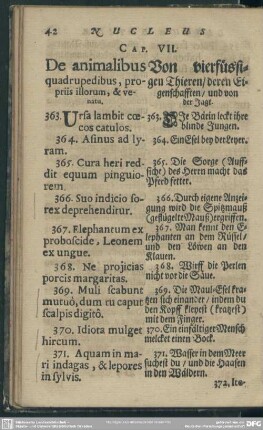 Cap. VII. De animalibus quadrupedibus, propriis illorum, & venatu