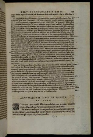 Argumentum Libri De Habitu Muliebri.