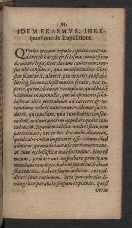 Idem Erasmus, in Responsione de Inquistione.