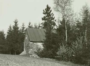 Wolkenstein, Lazarusschacht südlich der Hirschkuppe, Kaue am Waldrand