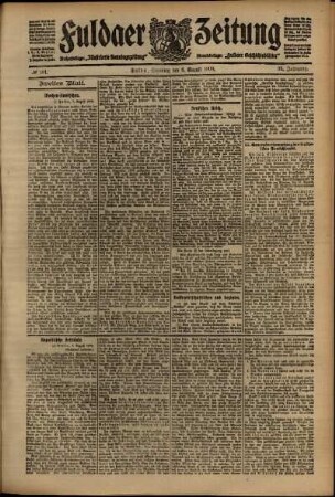 Zweite Ausgabe vom Samstag, den 08. August 1908.