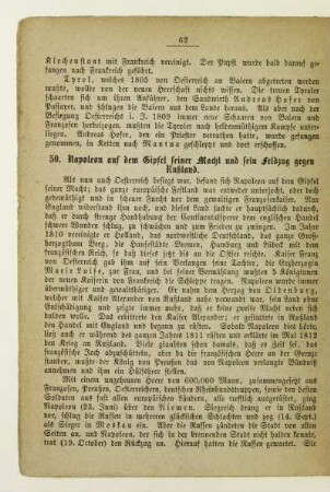 50. Napoleon auf dem Gipfel seiner Macht und sein Feldzug gegen Rußland