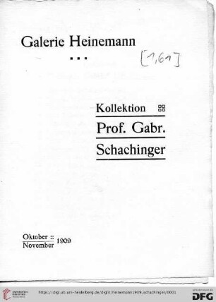 Kollektion Prof. Gabr. Schachinger : Oktober-November 1909