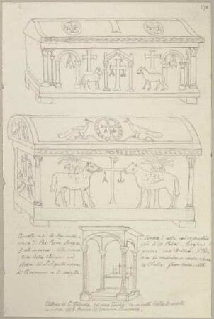 Zwei Sarkophage sowie das Ziborium und der Altar in Sant’Apollinare in Classe