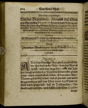 Christliche Leichpredigt/ Bey der Begräbnuß/ Weiland deß Edlen und Ehrnvesten Theodori Kettlers [...]