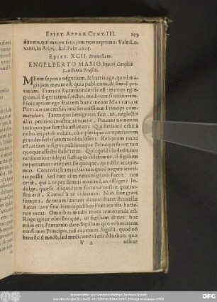 Epist. XCII. Bruxellam. Engelberto Masio, Equiti, Consilii Sanctioris Praesidi.
