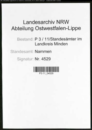 Sterberegister Standesamt Nammen