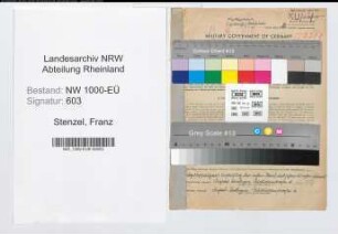 Entnazifizierung Franz Stenzel, geb. 16.03.1892 (Hausmeister)