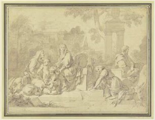 Die Heilige Familie mit Elisabeth und dem Johannesknaben mit der Wäscherin