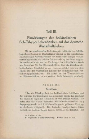 Teil III. Einwirkungen der holländischen Schiffshypothekenbanken auf das deutsche Wirtschaftsleben