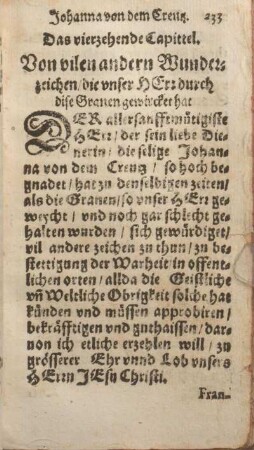 Das vierzehende Capittel. Von vilen andern Wunderzeichen, die vnser Herr durch dise Granen gewircket hat.